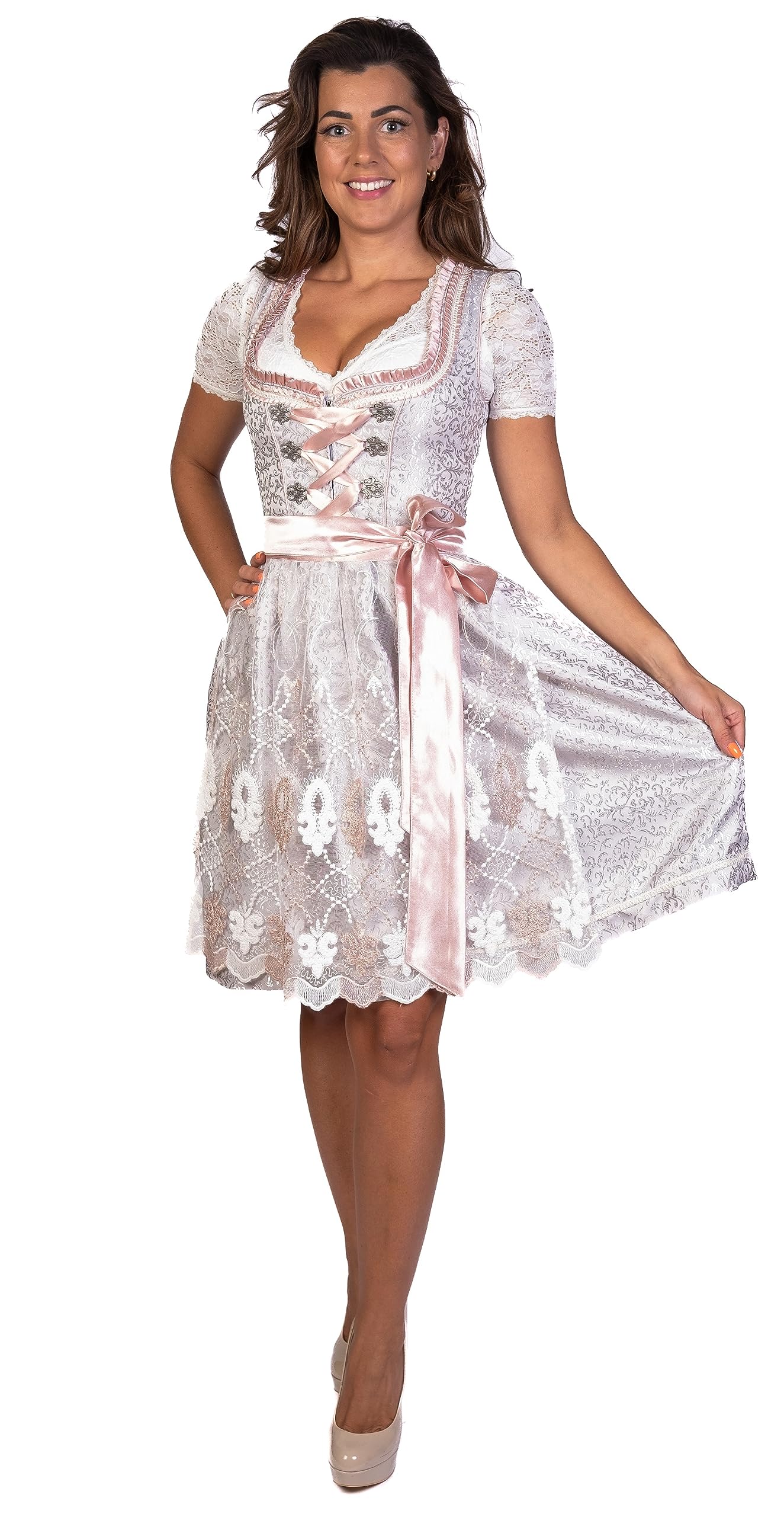 Trachtl Emely Dirndl Trachtenkleid Damen 2:TLG Set Dirndlkleid und Schürze in 6 Farben