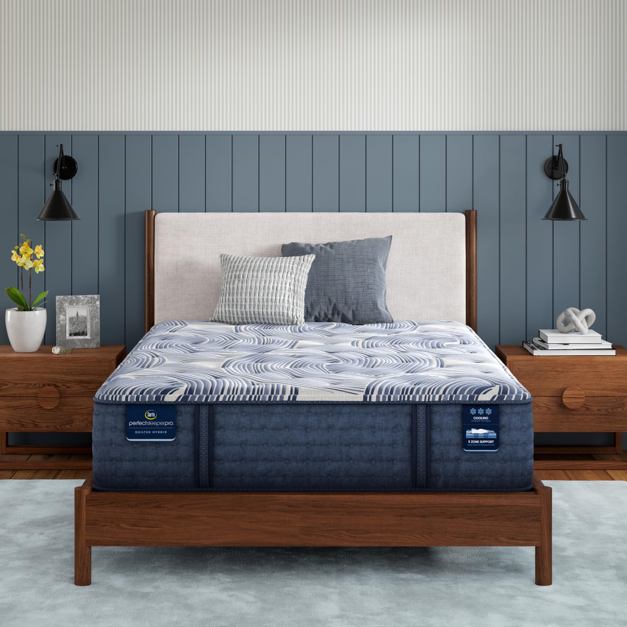 Serta Perfect Sleeper Pro - Dublin 14" Medium Queen Latex Hybrid Mattress - 5 Support Zones and Cooling Tech for Premium Hybrid Comfort - 100 Night