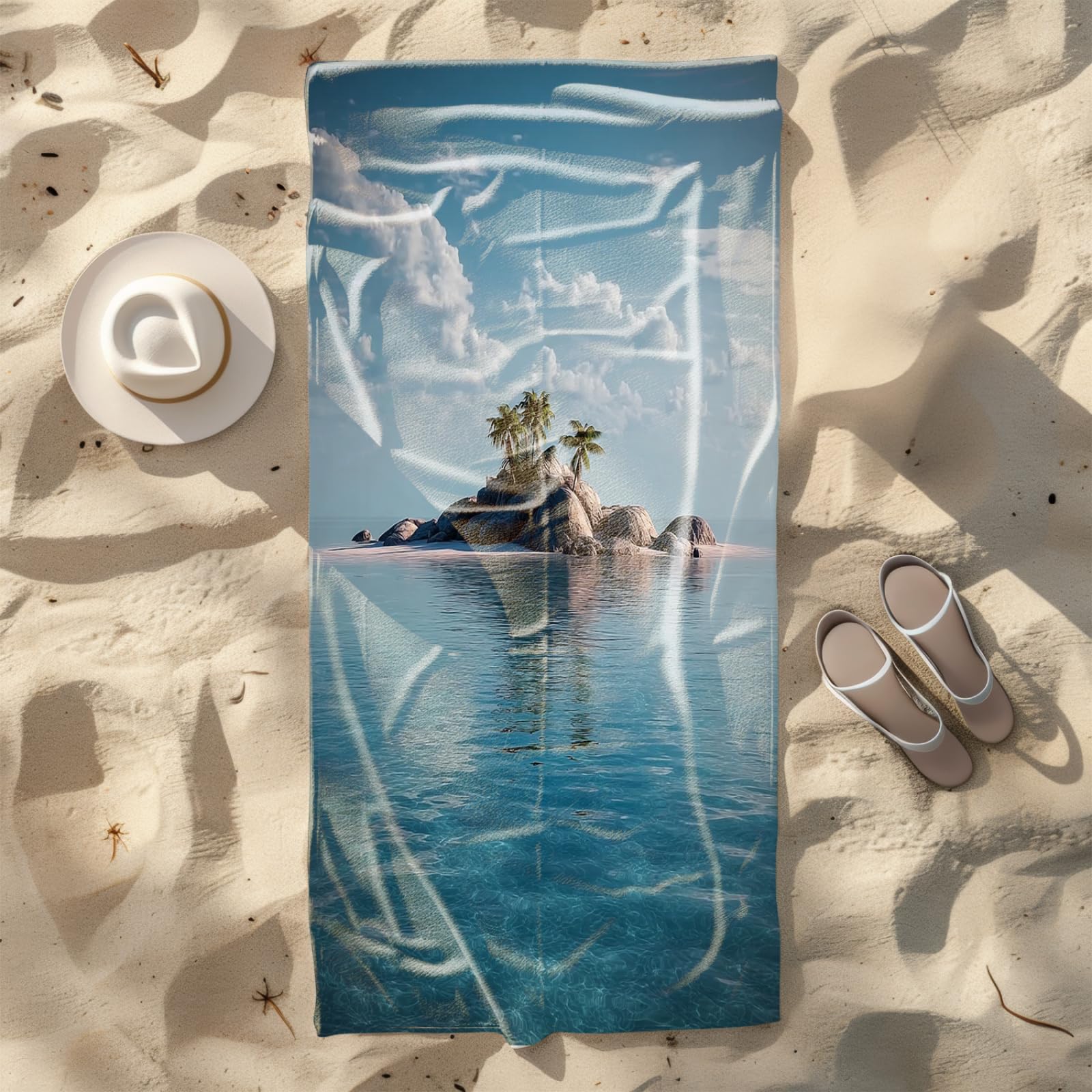 Generisch Toalla Playa Grande 100X200 Azul Mar Cielo XXL Secado Rrápido Toalla Manta de Playa para Mujer Deportes Viajes Sauna Y Piscina