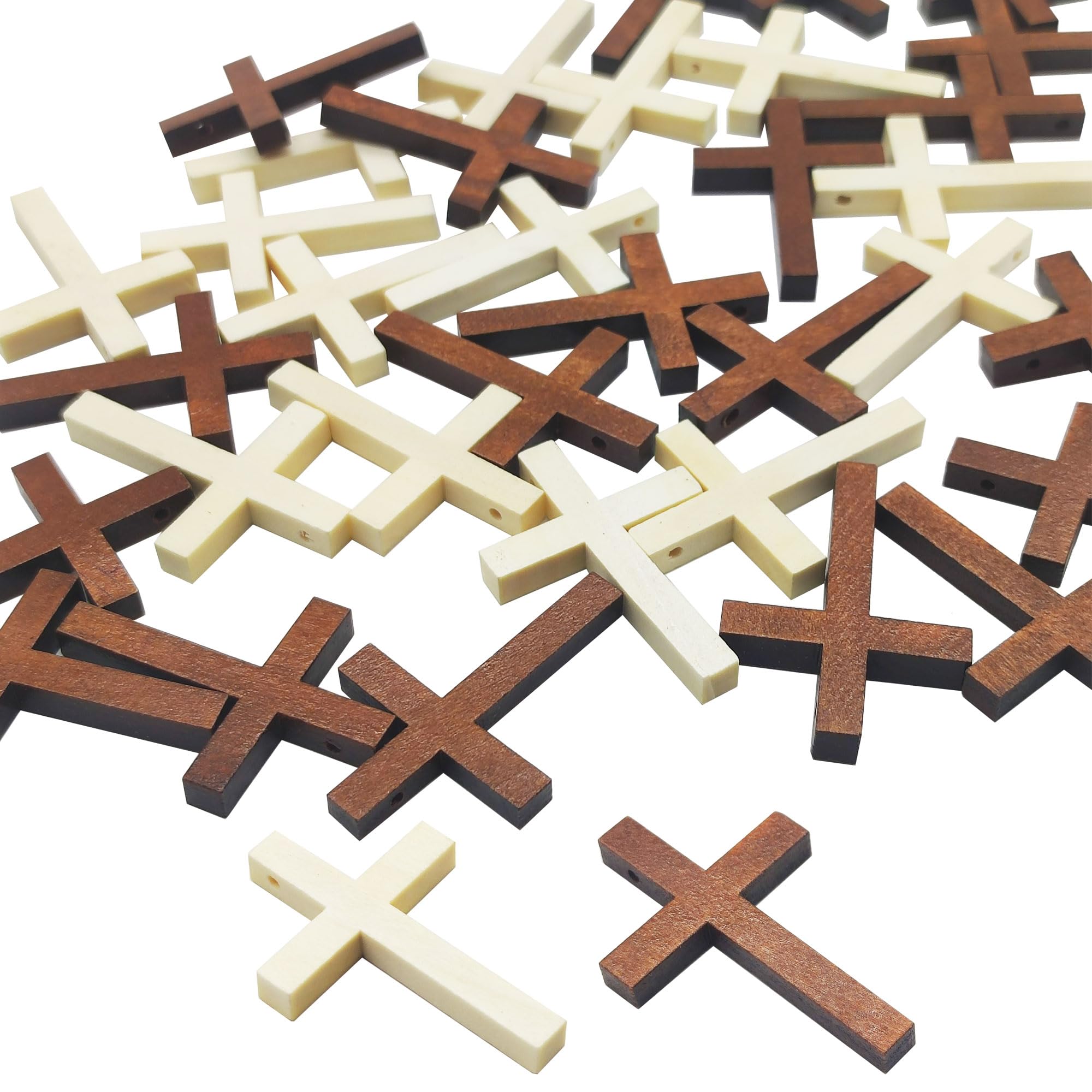 Hayaww 80 Pièces Mini Croix En Bois Naturel - Pendentifs Croix Pour Bricolage, Bijoux Et Décoration De Pâques
