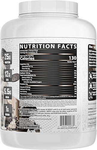 Miniatura 7 de Nutrex Research IsoFit - Proteína de suero en polvo instantánea, 100% aislado de proteína de suero (galletas y crema, 70 porciones)