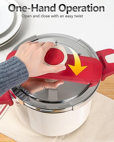 Miniatura 3 de MICHELANGELO Olla a presión de acero inoxidable de 8.5 cuartos de galón, olla a presión 3 en 1, sistema de bloqueo con una mano, diseño colorido