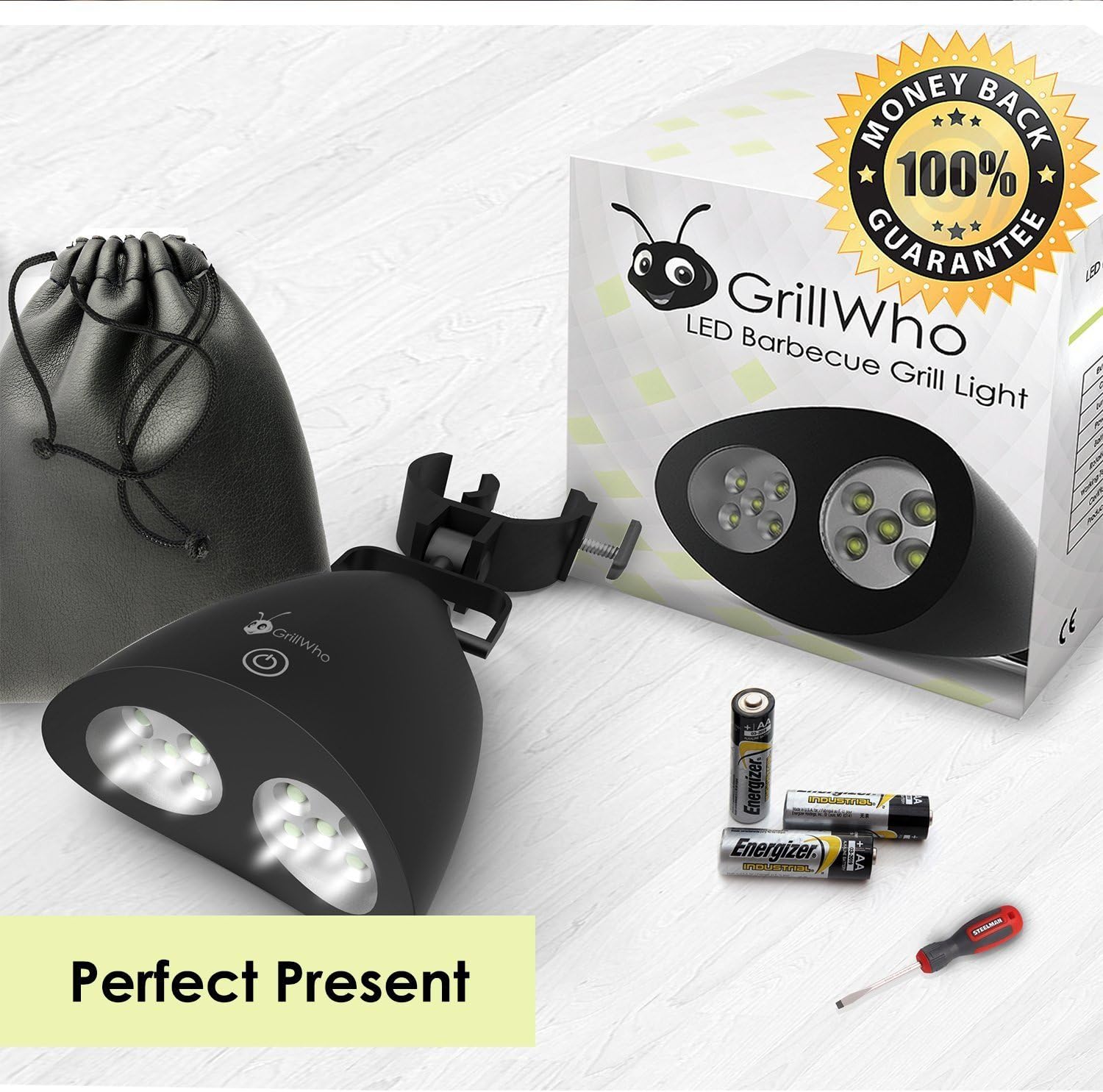 Barbecue Grill Light with 10 LED lights, battery powered, waterproof cover, adjustable metal mount - 360 rotation for max. lighting. Improve the outdoor BBQ grilling experience