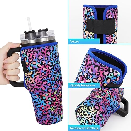 Miniatura 4 de AJLTPA Fundas aisladas de neopreno reutilizables, ideal para vaso de 40 onzas con asa (solo mangas de taza) (bandera americana)