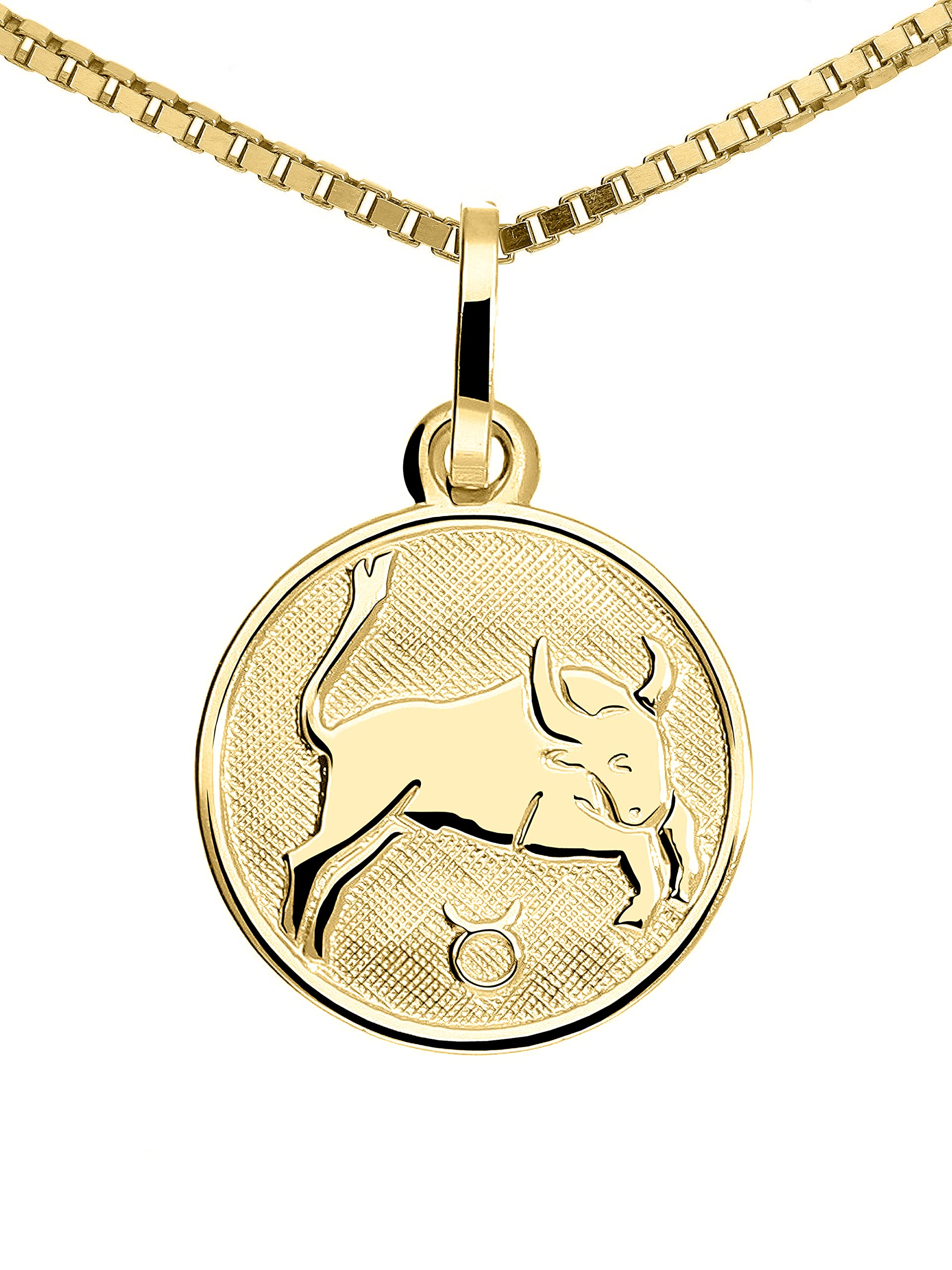 My Gold Pendentif signe du zodiaque taureau (sans chaîne) or jaune or véritable 333 (8 carats) Ø 12mm rond signes du zodiaque rond du zodiaque A-06017-G303-Sti