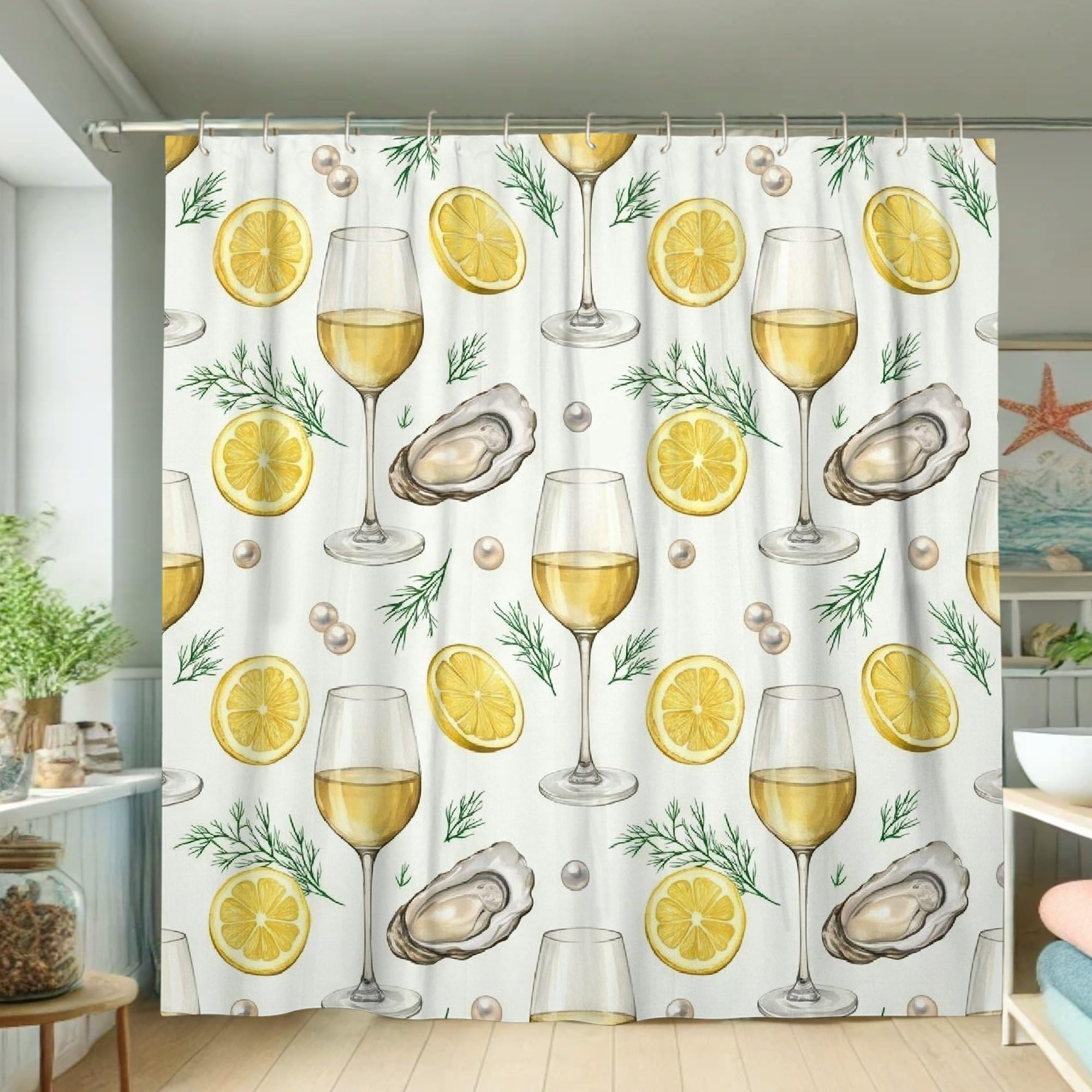 Rideau de douche imperméable anti-éclaboussures 183x183 cm en tissu imprimé citron