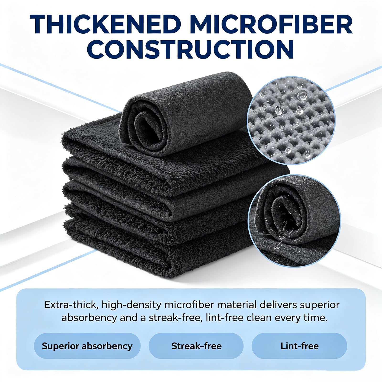 Verdicktes Magisches Reinigungstuch, Wiederverwendbares Mikrofasertuch, Magic Cleaning Cloth, Verdickt Putzlappen für Fenster, Edelstahl & Dusche, Autos，15 Stück