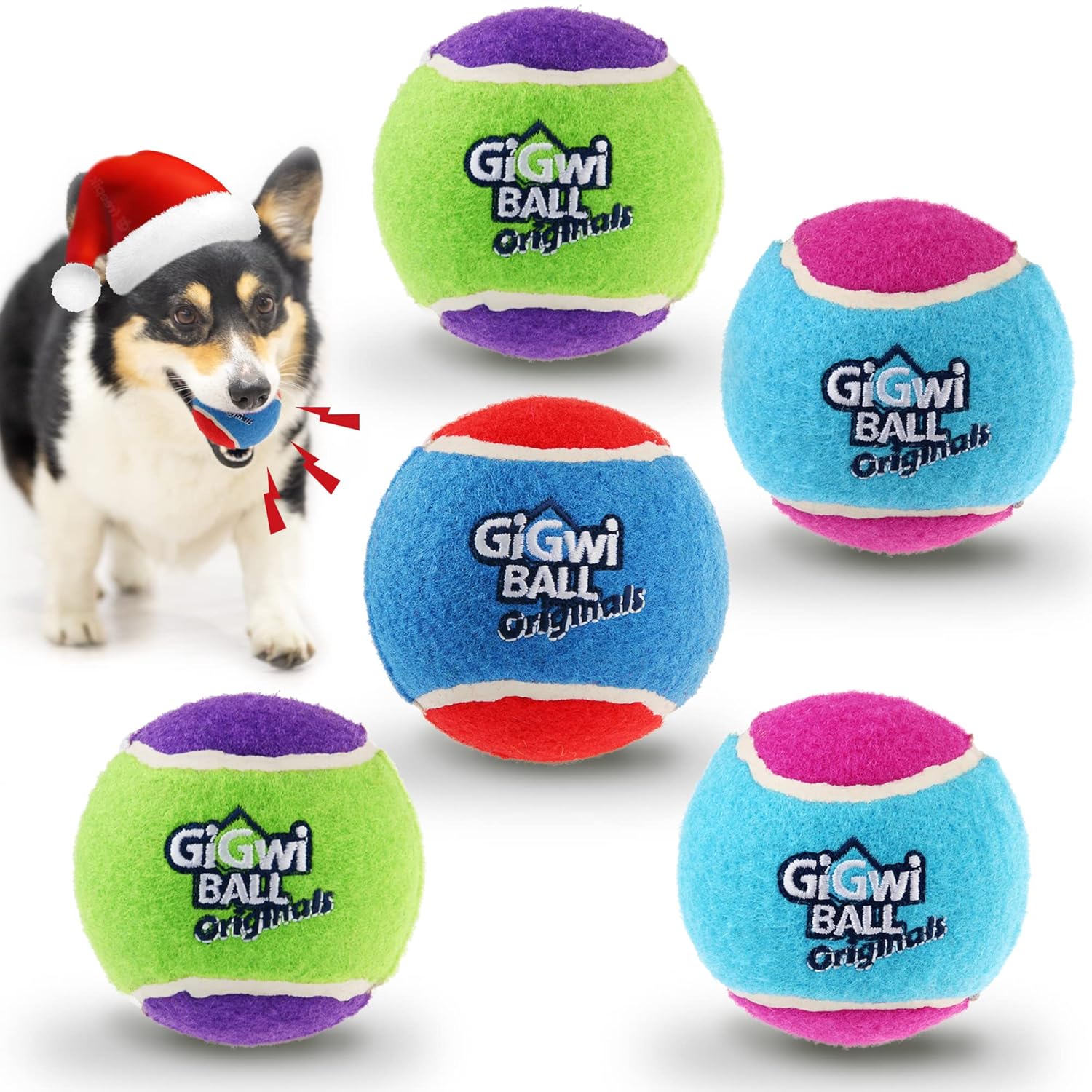Gigwi Tennis Balls for Dogs Squeaky Dog Tennis Balls for Exercise High Bouncy Pet Ball Bright Colors 2