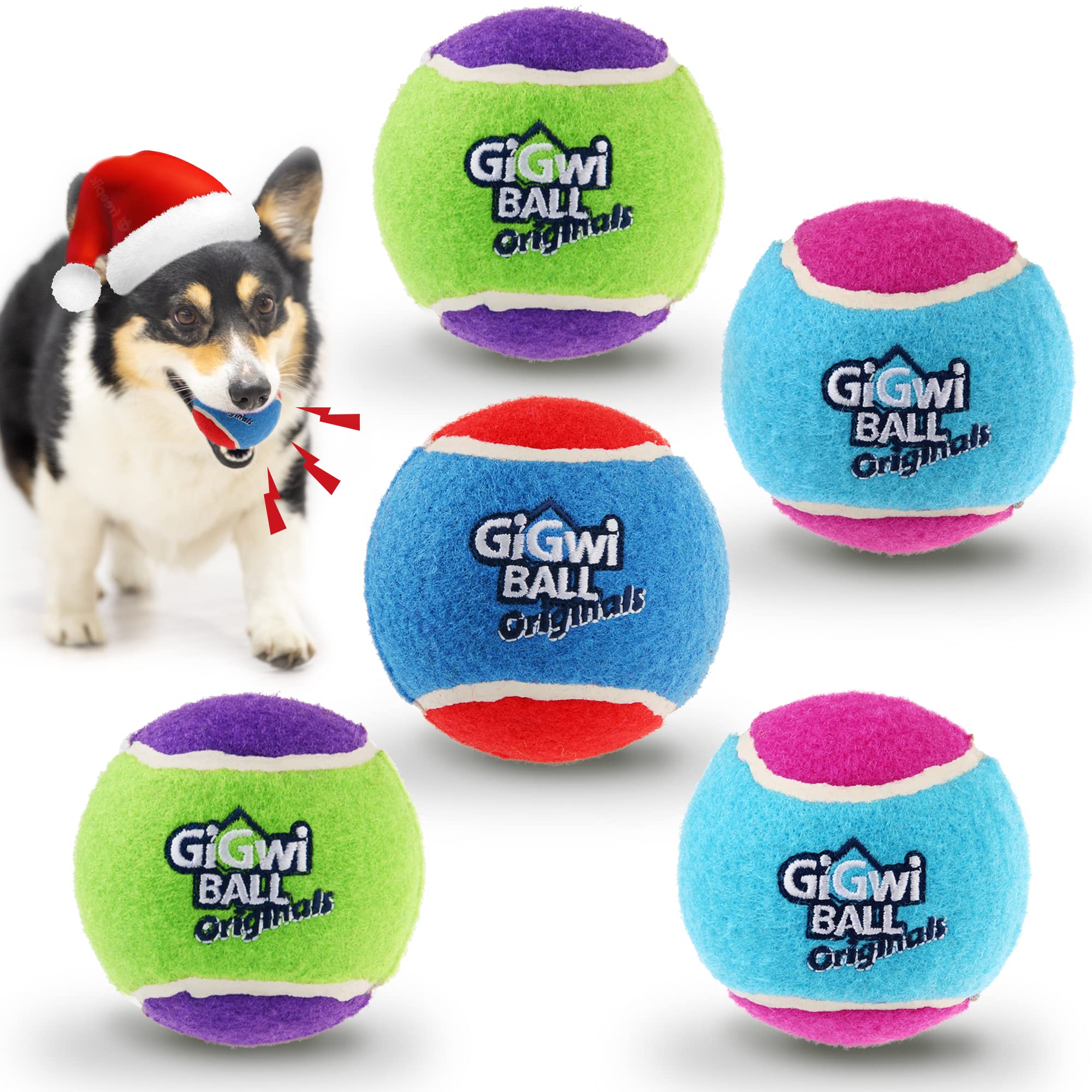 Gigwi Tennis Balls for Dogs Squeaky Dog Tennis Balls for Exercise High Bouncy Pet Ball Bright Colors 2