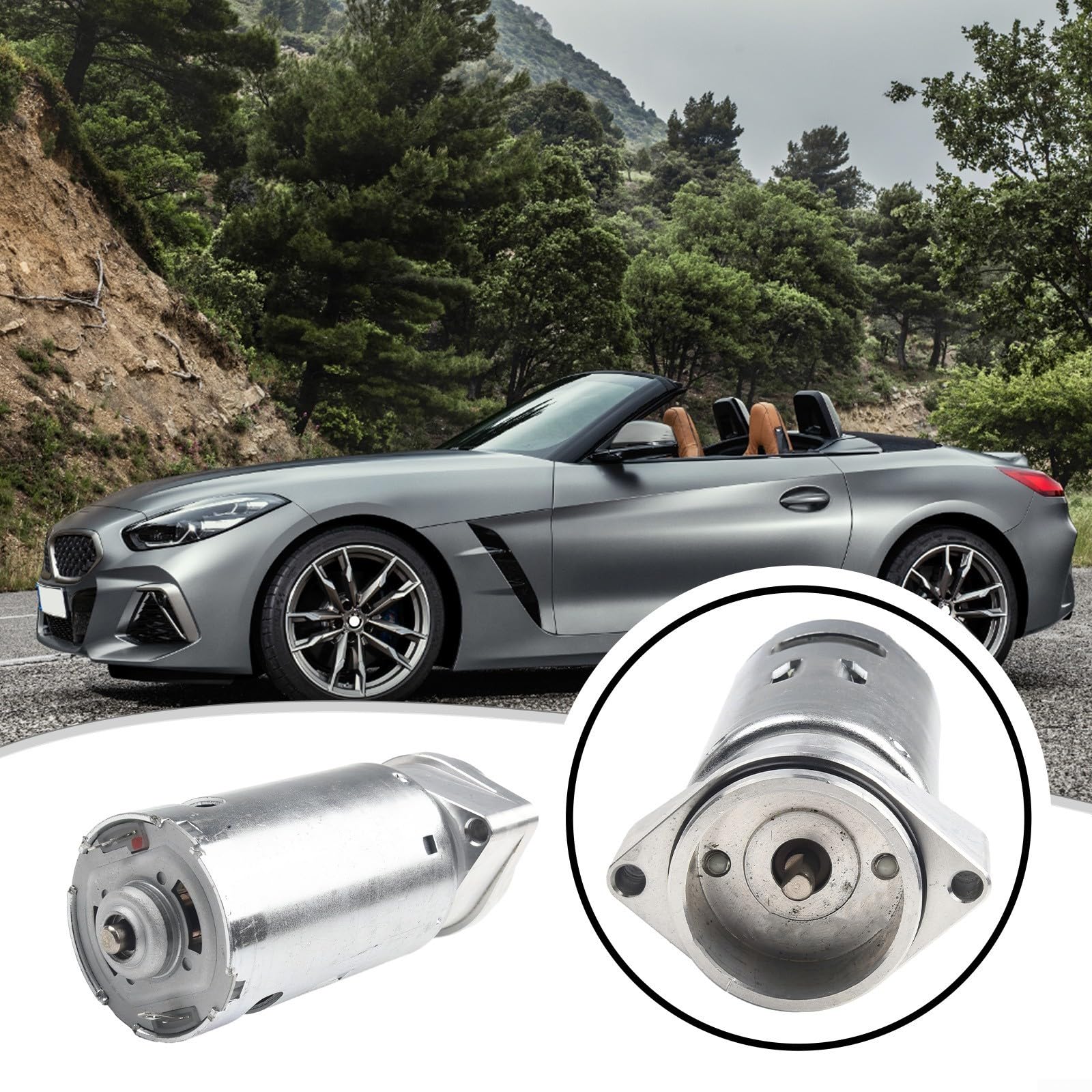 Moteur de pompe de toit hydraulique convertible avec support pour BMW Z4 E85 2003-2008 Remplacement direct OEM 54347119633 54347193448 Unité métallique argentée