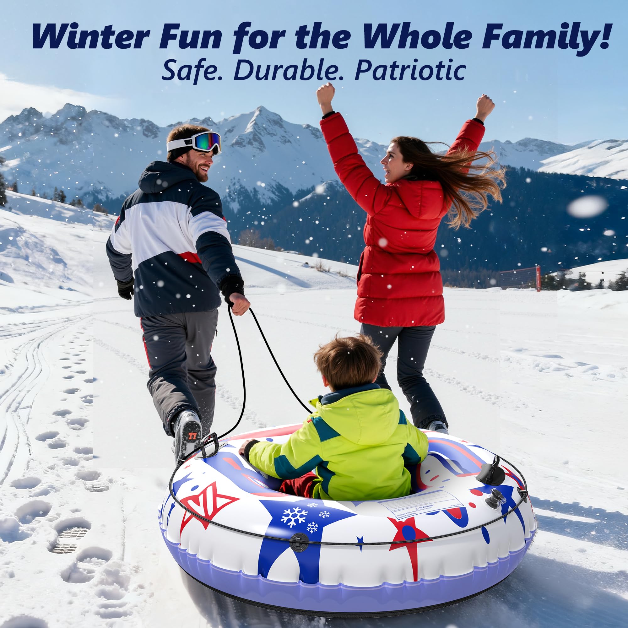 Luge Gonflable Hiver Avec Poignées – Capacité 100 Kg, Diamètre 85 Cm, PVC Résistant, Parfaite Pour Activités En Famille Ou Entre Amis