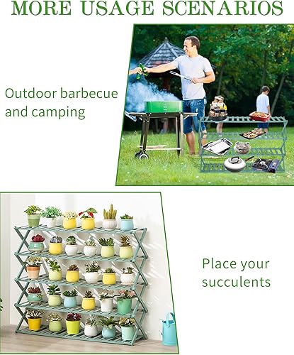 Miniatura 4 de Zapateros independientes para armario, zapatero de bambú para dormitorio, entrada, pasillo, armario, sala de estar (5 niveles verde grisáceo)