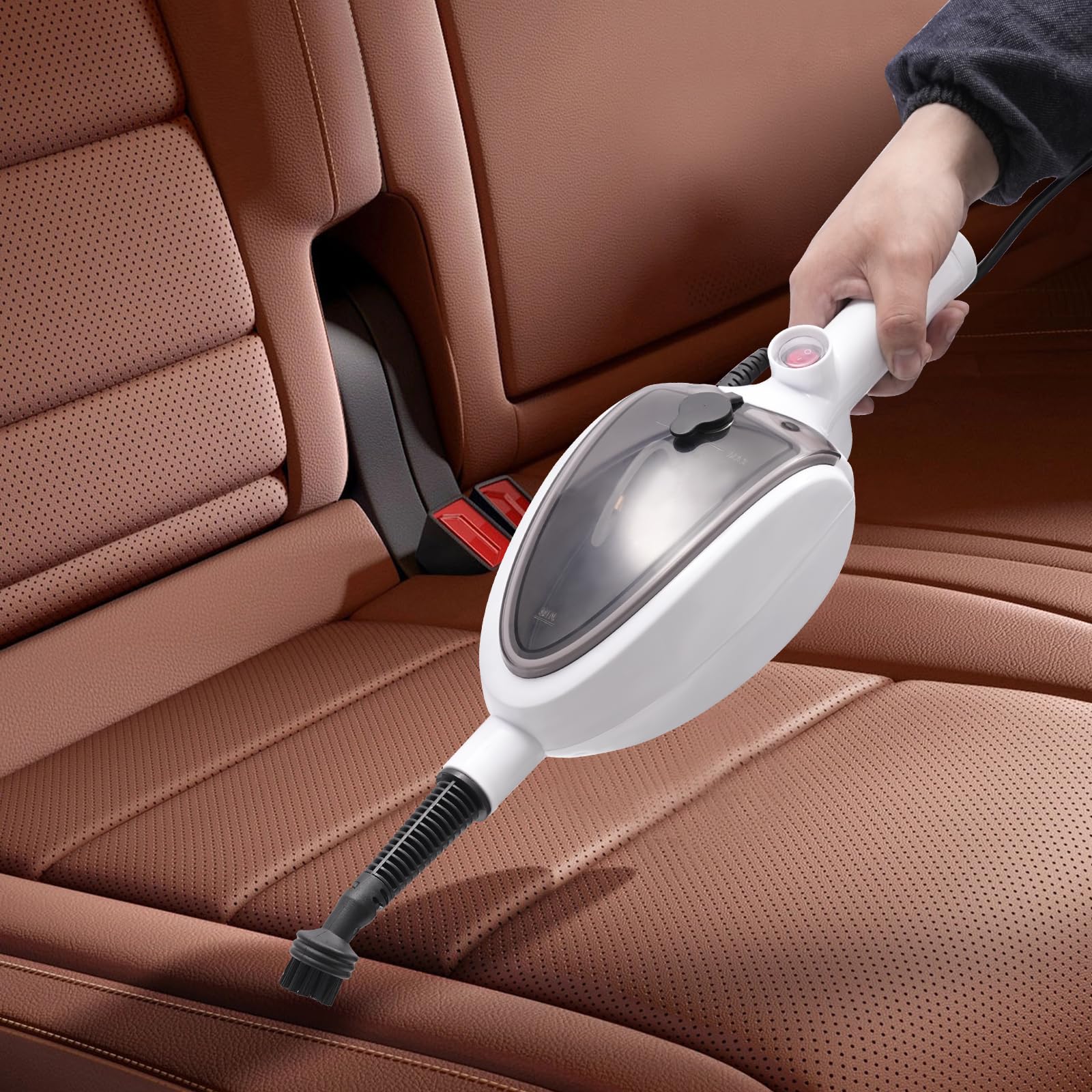 Limpiador de vapor multifunción de 1300 W, mopa eléctrica, mopa de vapor, limpiador de mano, cabezal giratorio de 360°, con depósito de agua para suelos duros, ventanas, alfombras