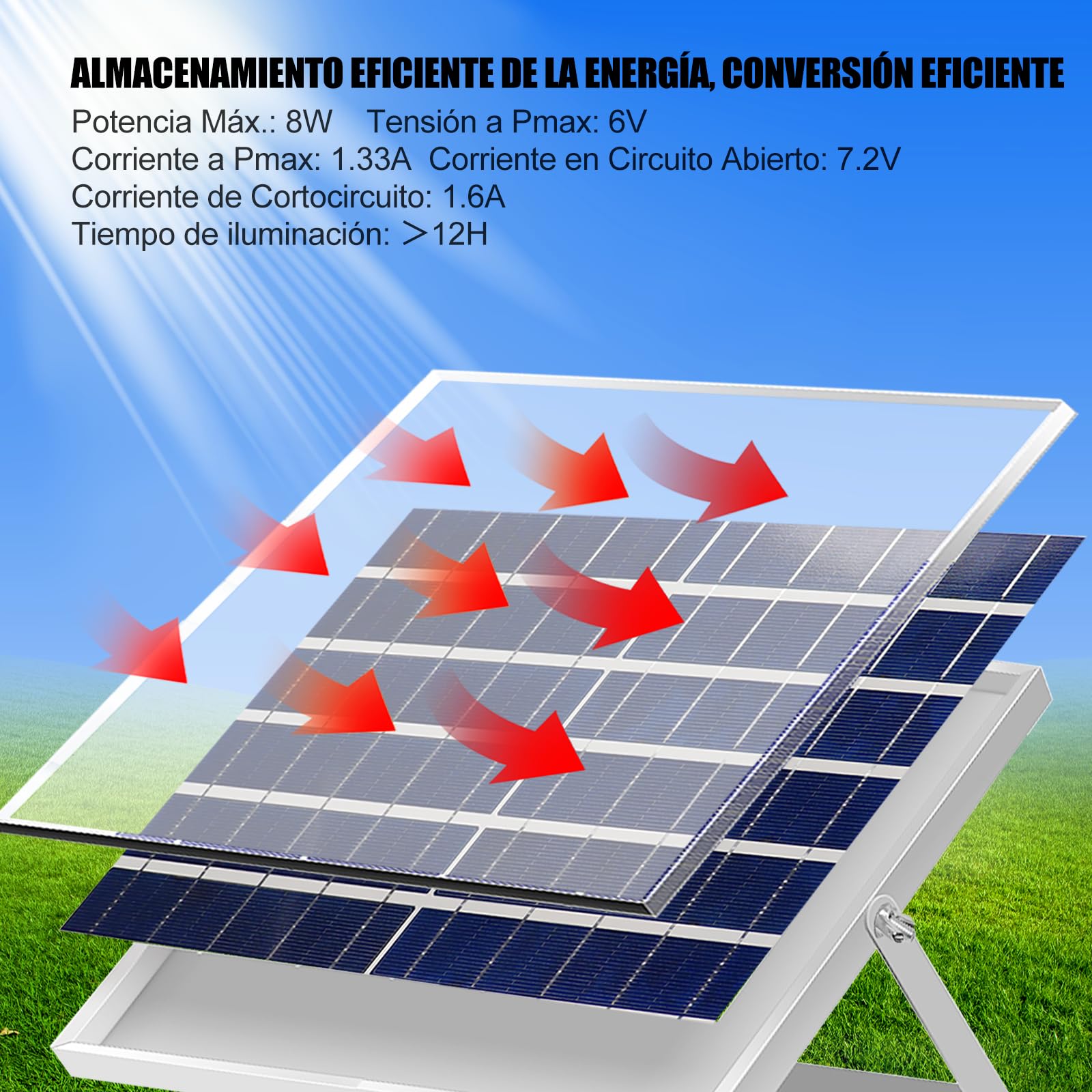 EXTRASTAR Foco Proyector LED Solar 100W con Mando a Distancia, Luz Blanca Fría 6500K, 10000Lm, Resistente al Agua IP67, para Exterior, Jardín, Patio, 1Pc
