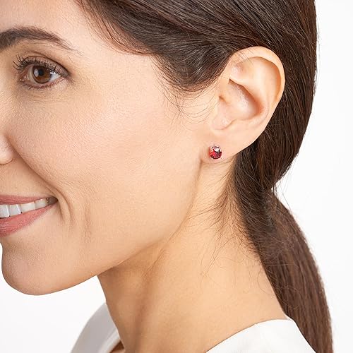 Miniatura 10 de Tienda Essentials Sterling Silver Genuine or Created Round Cut Birthstone Stud Earrings