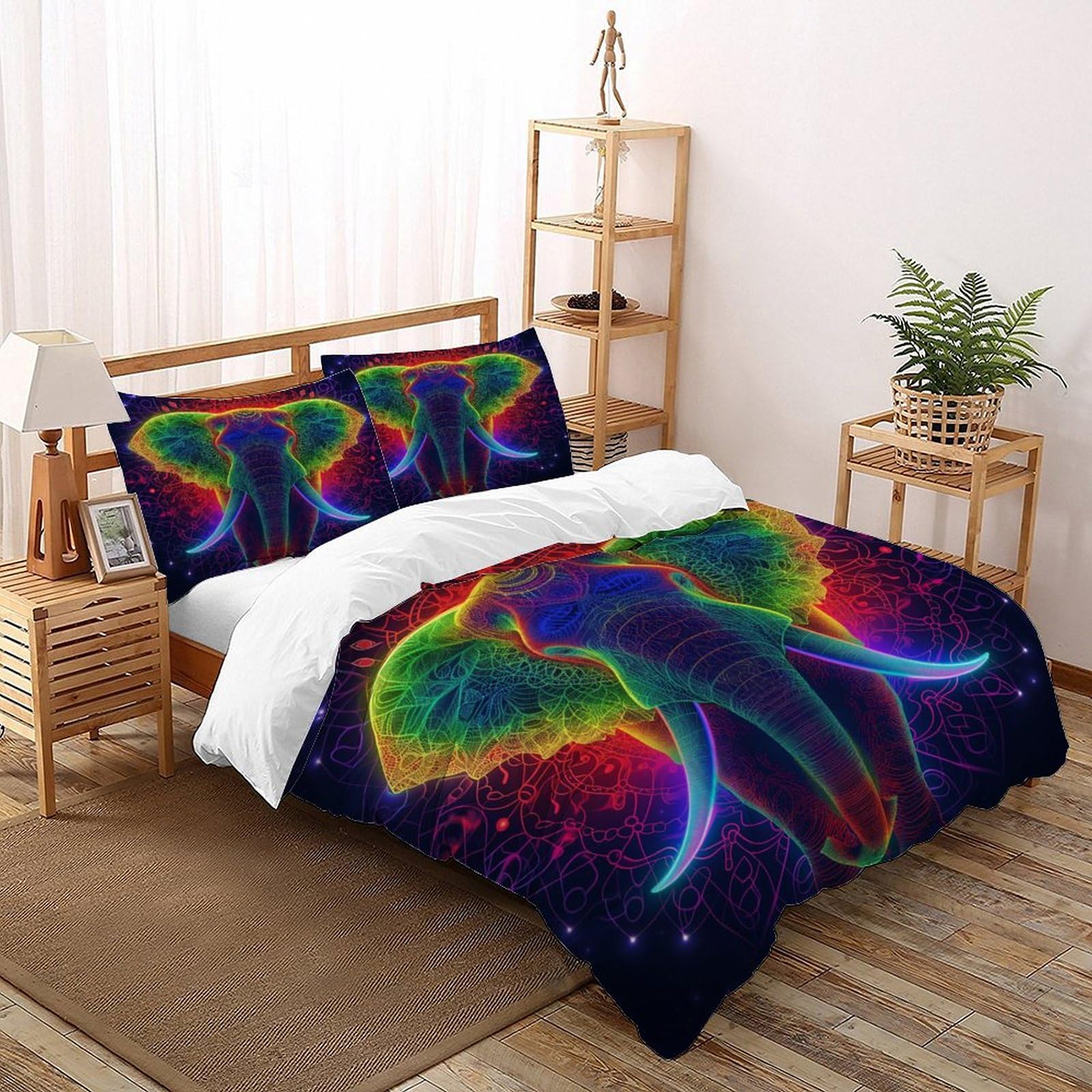 Housse de couette éléphant indien super king size 260x220cm microfibre