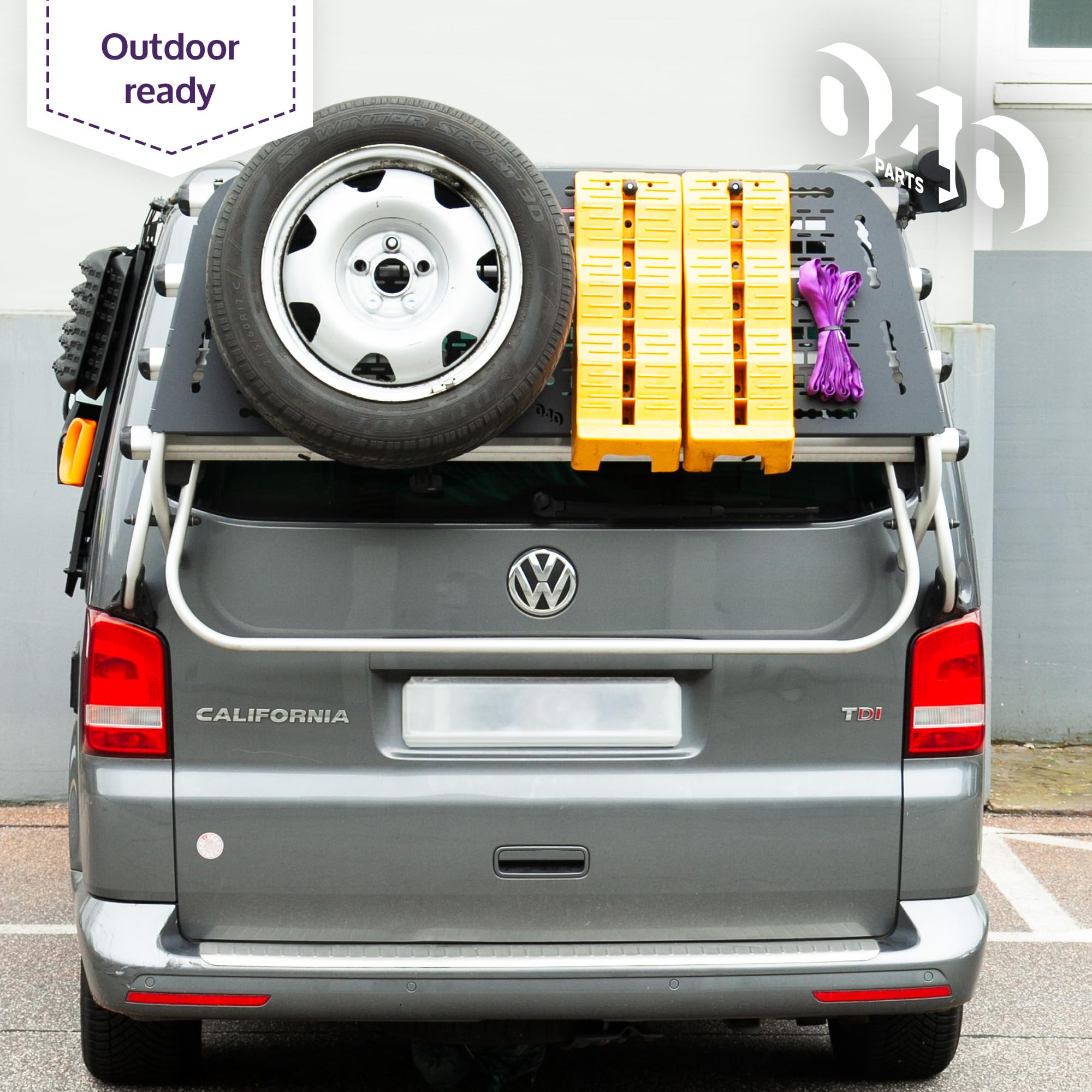 Support de roue de secours pour VW T5, T6 et T6.1 Pneu de rechange compatible avec de nombreux autres jantes Support de pneu de secours Support de roue de secours