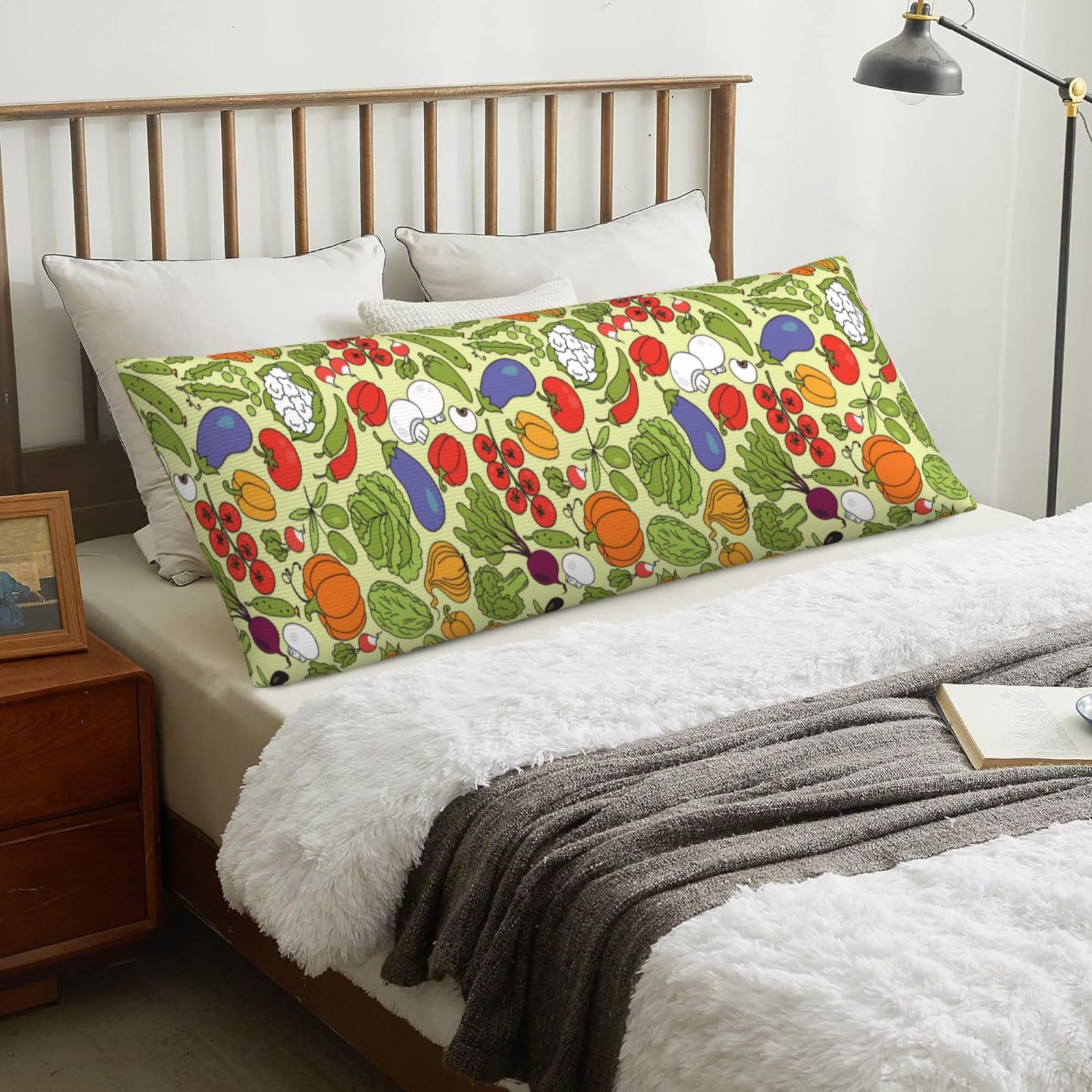 Various Vegetable Patterns, Body Pillow Cover with Zipper,Long Body Pillowcase 20 x 60 in