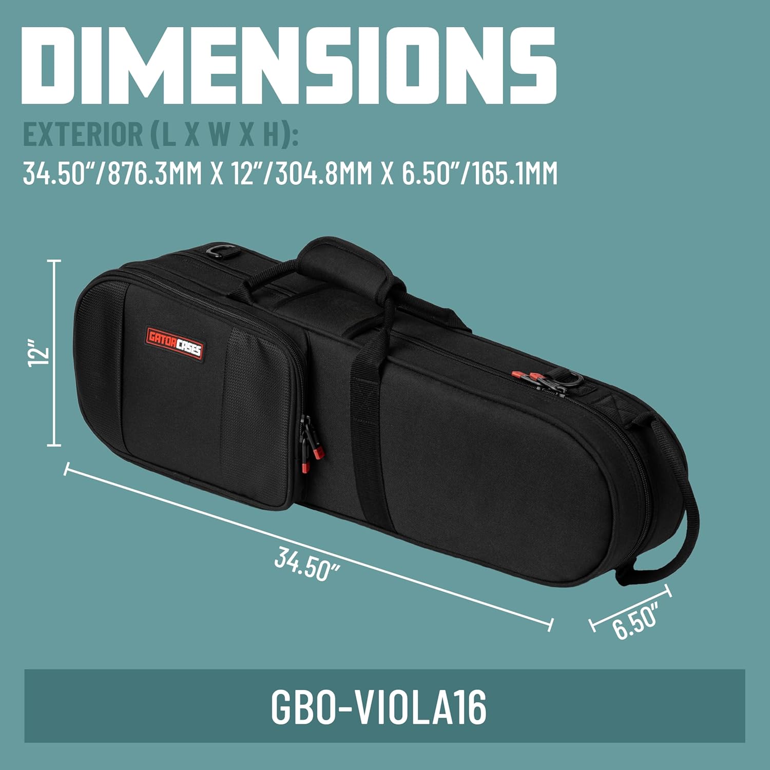 Gator Cases Largo Series Lightweight Beginner Friendly Case for 16" - 16.5" Viola with Comfortable & Adjustable Shoulder Strap for Easy Travel, (GBO-VIOLA16)