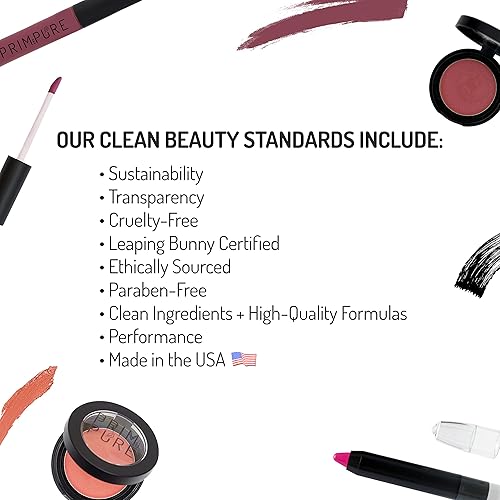 Miniatura 5 de Prim and Pure Lápiz labial natural para mujer, fabricado con ingredientes orgánicos y naturales, no tóxico y libre de crueldad, fórmula hidratante,