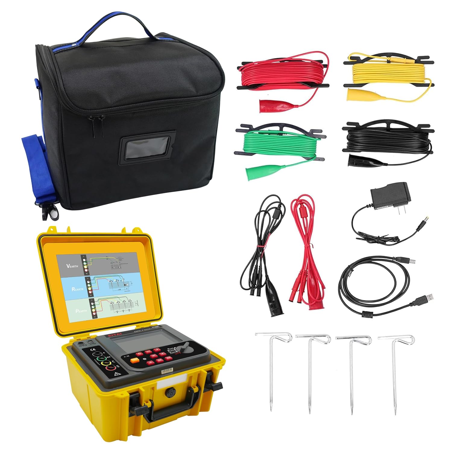 EITAI3100C Digital Soil Resistivity Tester, Ground Earth Resistance Meter Tester, 0.00Ω~30.00KΩ, 0.00Ωm~9000kΩm, Manufacturer Direct Sales, Ground Resistance Measurement