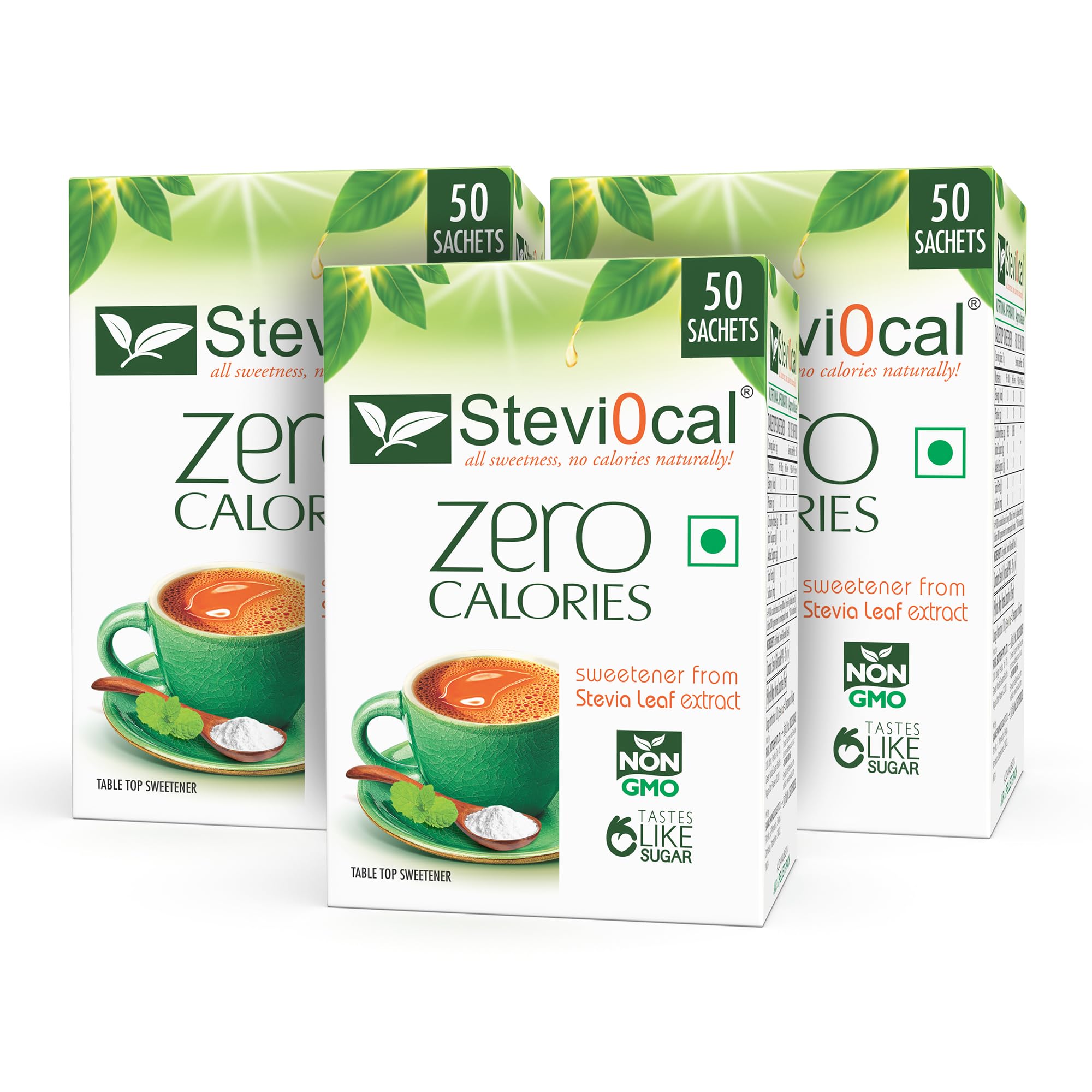 Stevi0cal Stevia Sweetener Powder in Sachets | 100% Sugar Free Natural | Zero Calorie for Weight Management, Diet, Diabetic Friendly | 50 Sachets, 1 Gram/Sachet - Pack of Three (3 x 50 sachets ) (B0836C25P6) Amazon Price History, Amazon Price Tracker