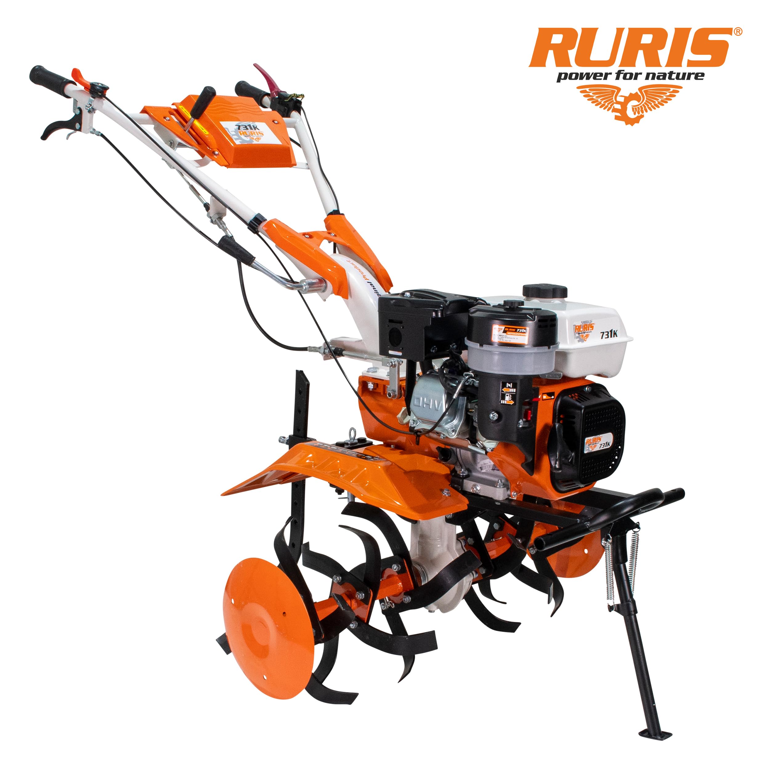 RURIS - Motoculteur Professionnel 731FR - Moteur General Engine de 8,5 CV - Largeur de Travail de 560-830 mm - Surface Traitée Allant Jusqu'à 1000 m²/h, Orange