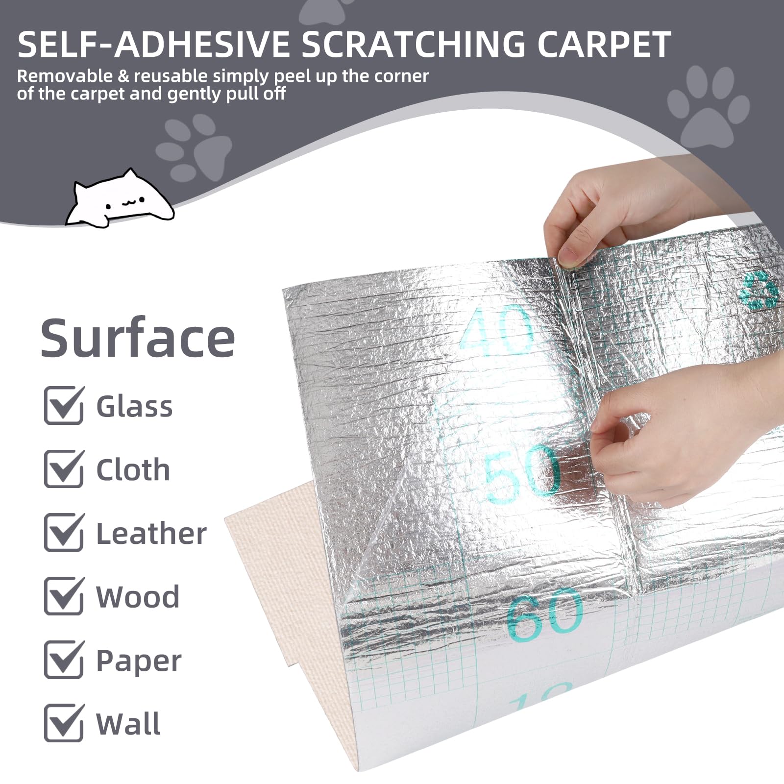 Protezione Divano Graffi Gatto: DIY Tiragraffi per Divano Tappeto Tiragraffi per Gatti Autoadesivo 200x40cm - Ideale per Divani, Mobili e Pareti, Sisal e Moquette (Beige, 40×200cm)