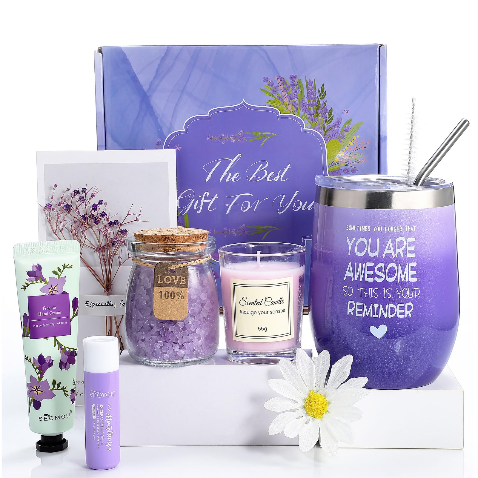 Lavender Birthday Gifts for Women, Birthday Presents for Her, Personality Hampers Pamper Self Care Gifts Relaxation Bath Sets for Friends, Mum, Wife, Girls, Sister