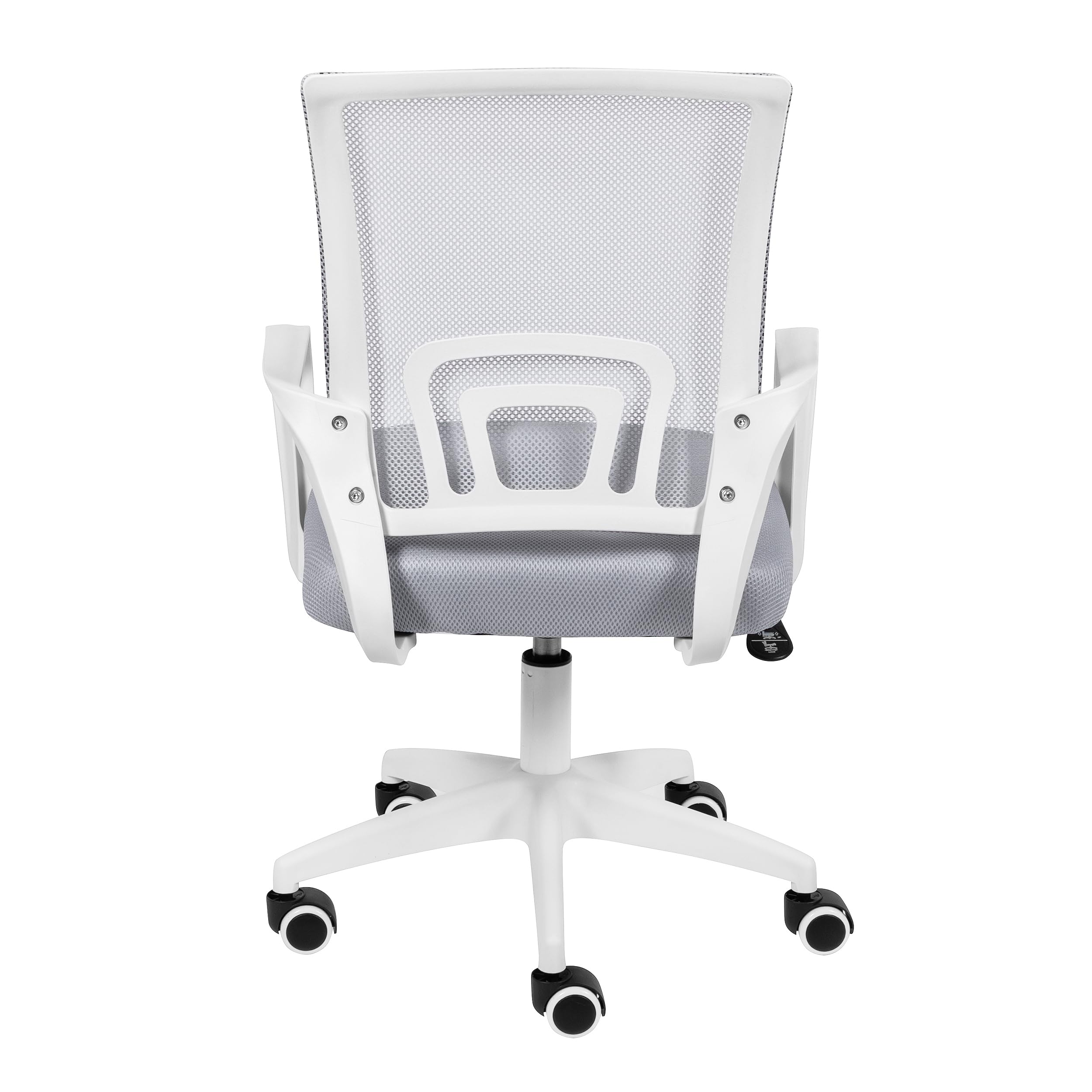 młodzieżowe krzesło biurowe z szarą siatką | regulacja wysokości | ergonomiczne krzesło do biurka z regulowanymi podłokietnikami | oddychające oparcie | ciche gumowe kółka | nowoczesne wzornictwo