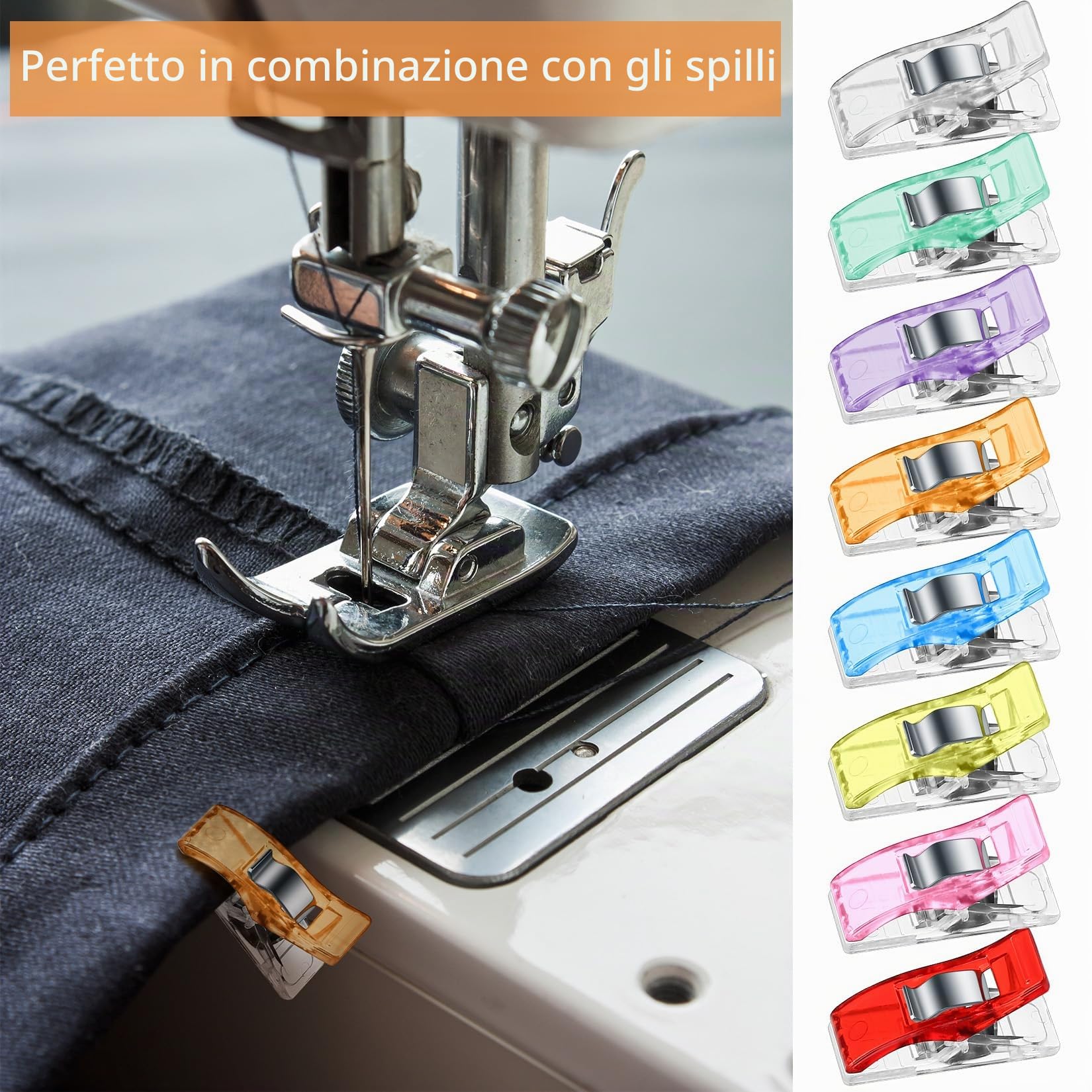 Mollette da Cucito 130 PZ, Clip per Cucire Morsetti, Clip di Plastica Multiuso per Macchina da Cucire