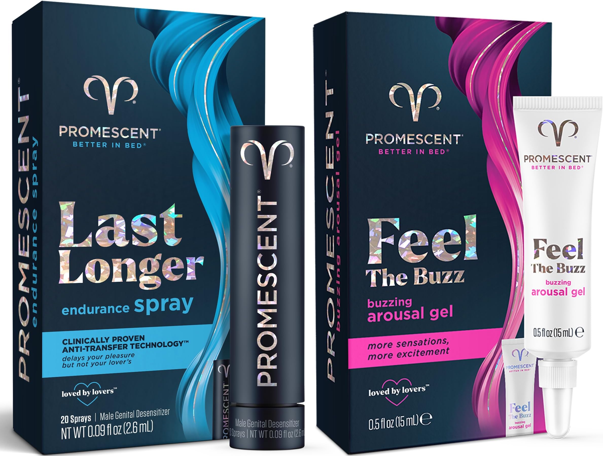 Desensitizing Delay Spray for Men + Women's Buzzing Gel for Intense Sensation, Intimate Adult Lube