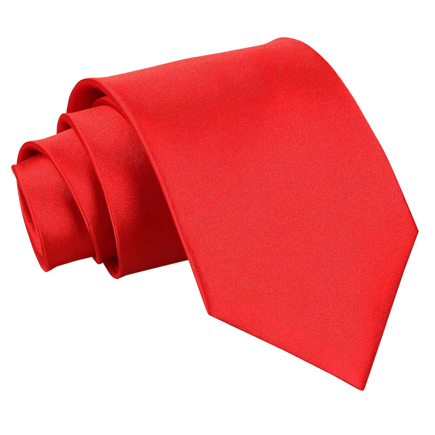 Dqt Men's Red - 9Cm Tie Plain Satin Tie – Wedding, Business & Formal Necktie - Red Classic 9Cm