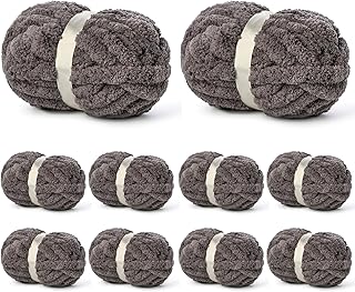 Dark Grey 10-Pack #10 Super Bulky Jumbo Chenille Blanket Yarn (220 Yards)