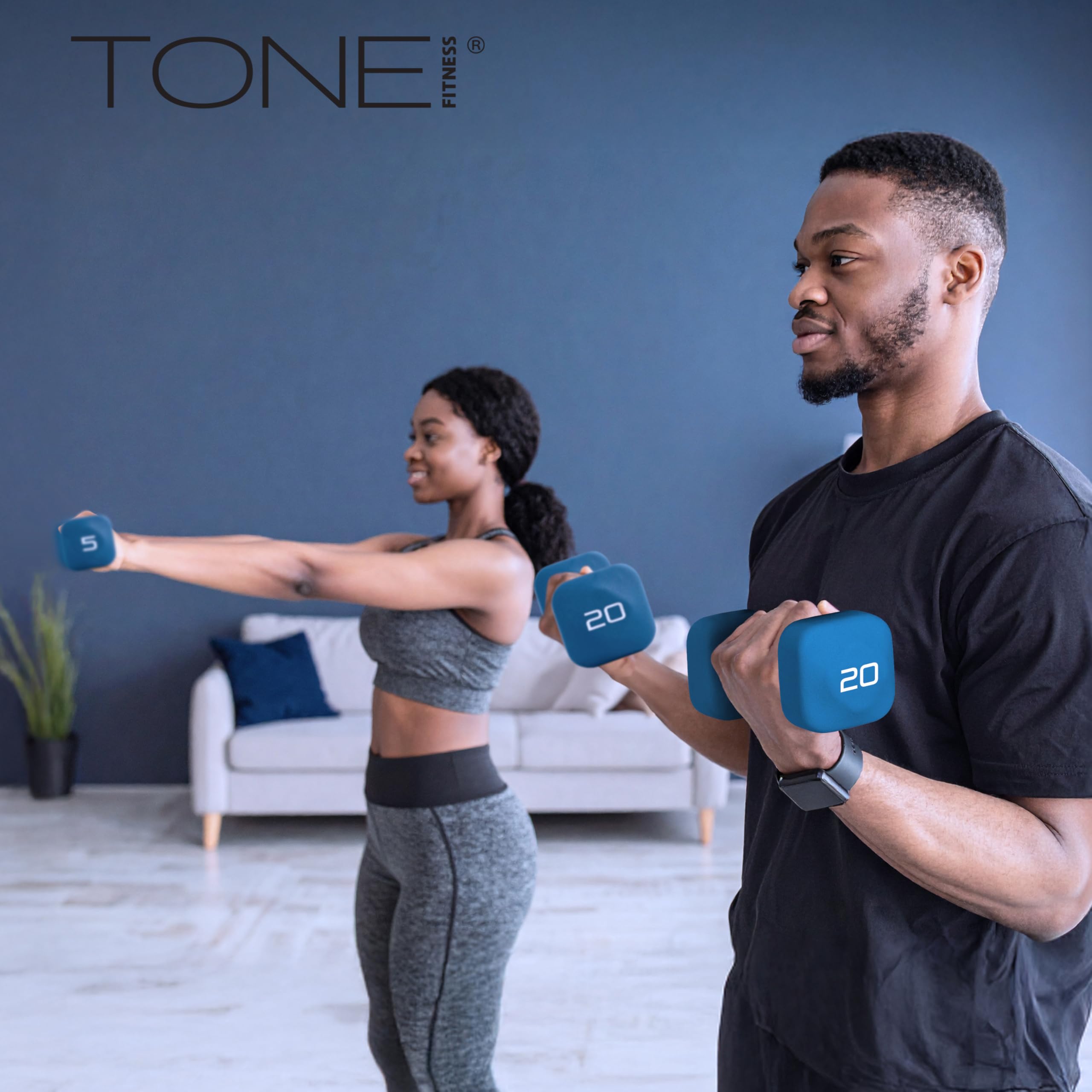 Tone Fitness Coppia di manubri in neoprene con testa quadrata antirollio | Opzioni multiple