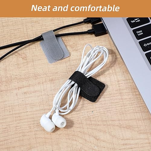 Miniatura 6 de 40 piezas de cables ajustables debajo del escritorio, ataduras reutilizables de gancho y bucle, organizadores de cables autoadhesivos para oficina