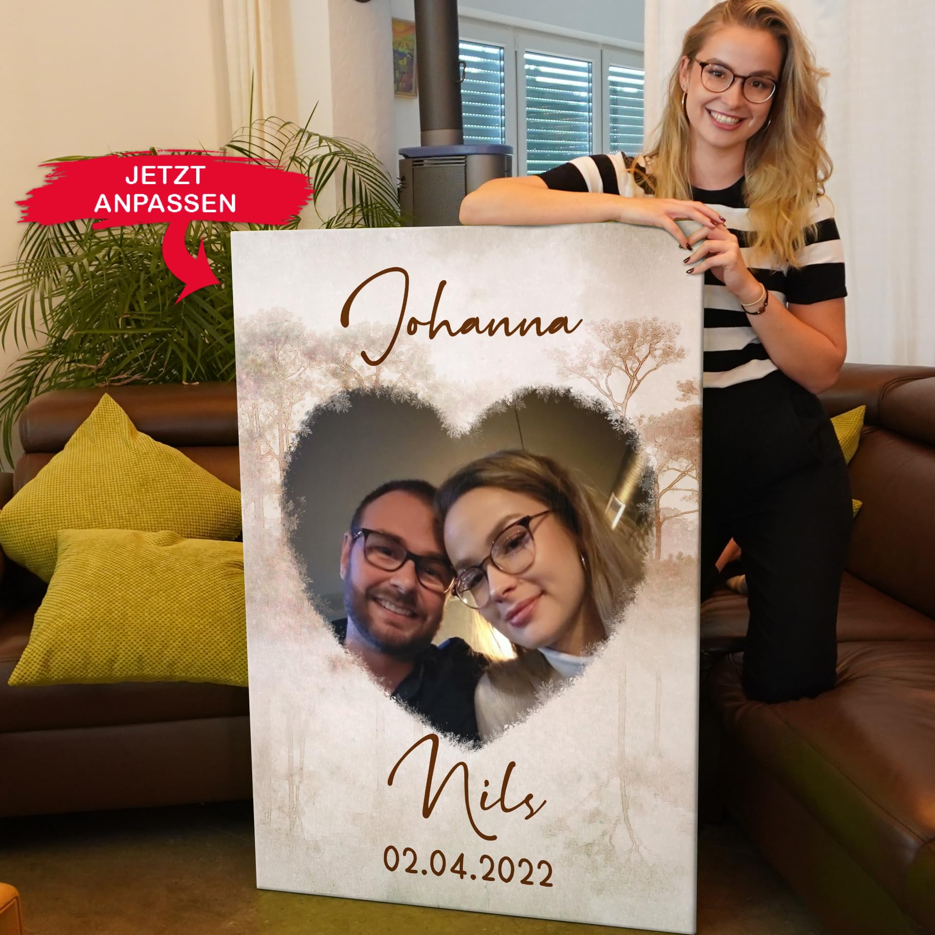 Liebesleinwand Das sind wir Leinwand | Leinwandbild mit Foto, Namen und Datum | Wandbild gestalten | Jahrestag Geschenk für Frau Freundin Mann Freund | Herzenswälder