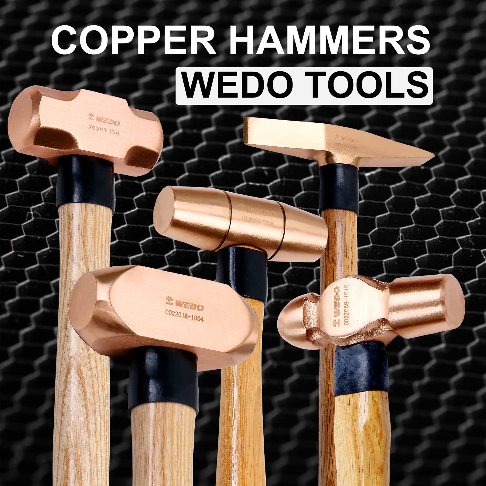 WEDO Fäustel,Kupferhammer,Vorschlaghammer mit Holzgriff,910g,Länge 320mm,Trockenbauhammer,Stemmhammer,Abbruchhammer Einsatz bei Präzisionsabbrucharbeiten