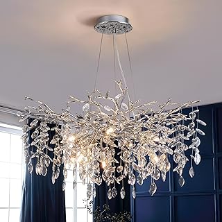 12 Dark Kitchen Ideas with Bold Sophisticated Style 54 Modern Tree Branch Crystal Chandelier Luxury Silver Crystal Pendant Ligh...