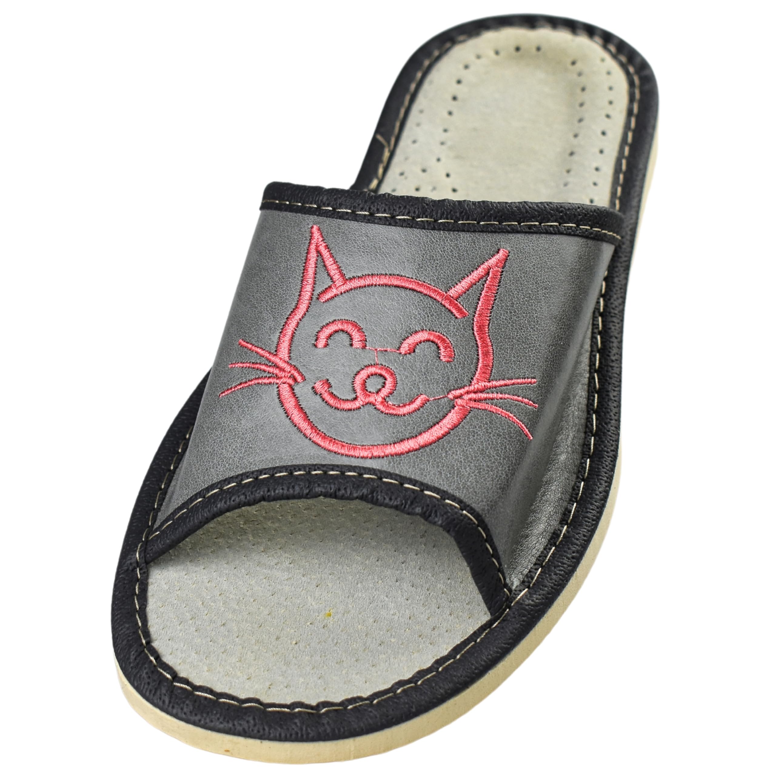 APREGGIO Women's Leather Slippers - Handmade Leather Slippers Women - Comfortable Slippers Women - Women's Slippers Rubber Sole Solid - Comfort Women's Slippers Smooth Leather