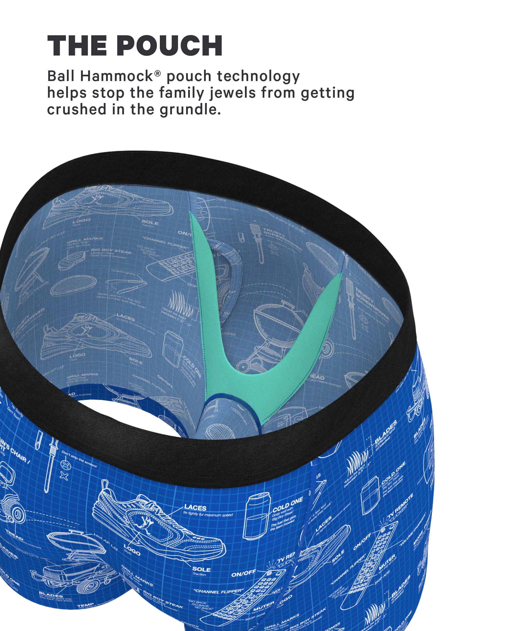 Shinesty Hammock Support Pouch Underwear | Underwear Men Boxer Briefs with Fly | US Medium Blueprint