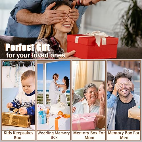 Miniatura 8 de Caja de recuerdos de madera de nogal con tapa con bisagras y pestillo para artículos preciosos, caja de recuerdo decorativa para recuerdos, regalo