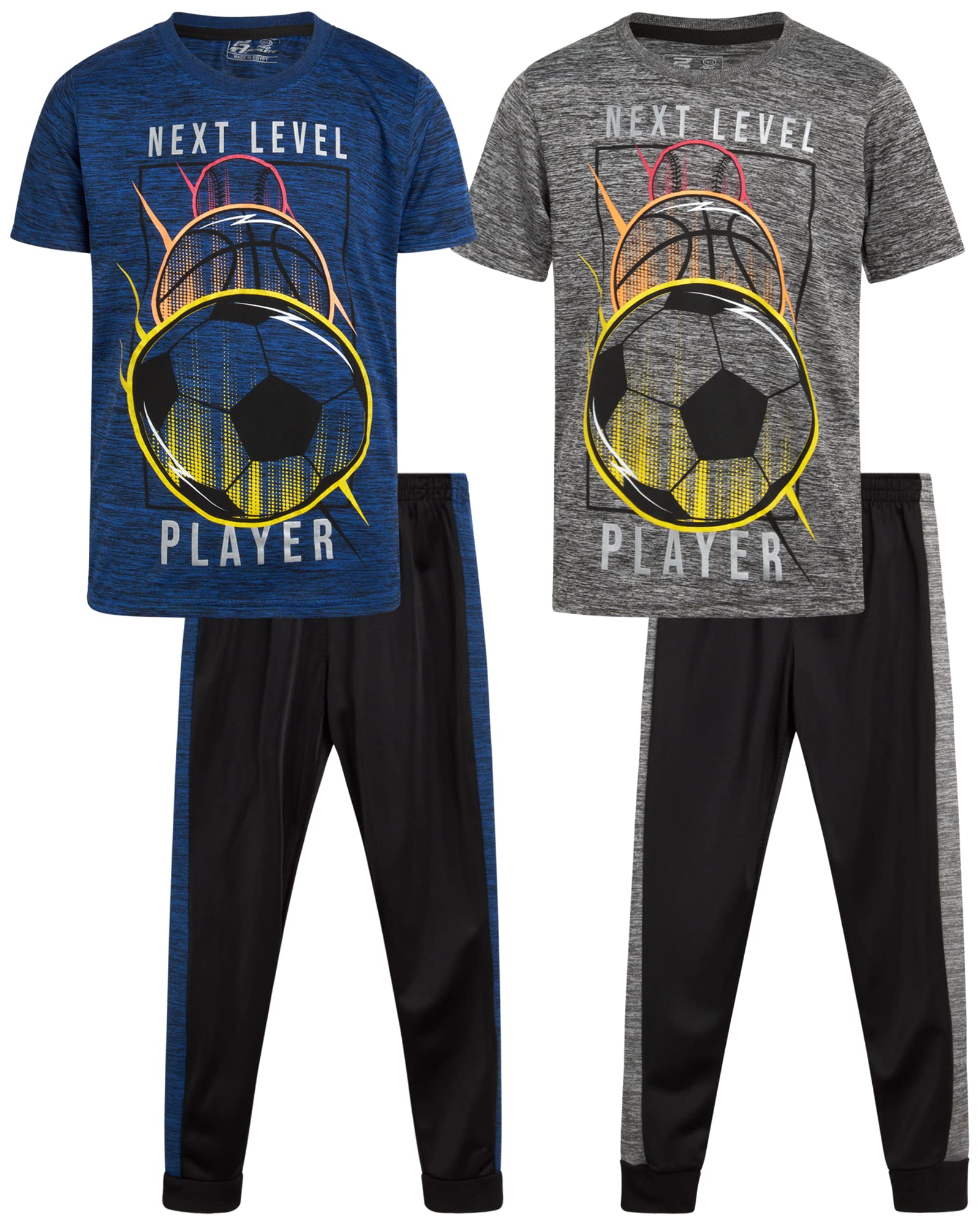 Pro AthleteBoys' Sweatsuit Set - 4 Piece Performance Shirt and Tricot Sweatpants (Size: 8-16)