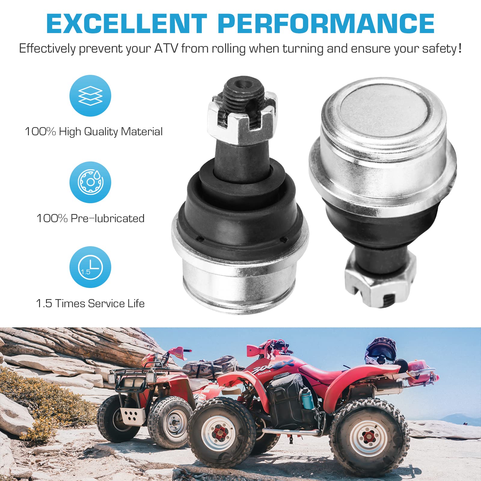 Rotules Supérieures Et Inférieures Pour Honda ATV TRX350 400 420 450 500 - Compatible Foreman Rubicon Pioneer Rancher Et Kymco MXU 500 - Réf. 51355-HP5-601