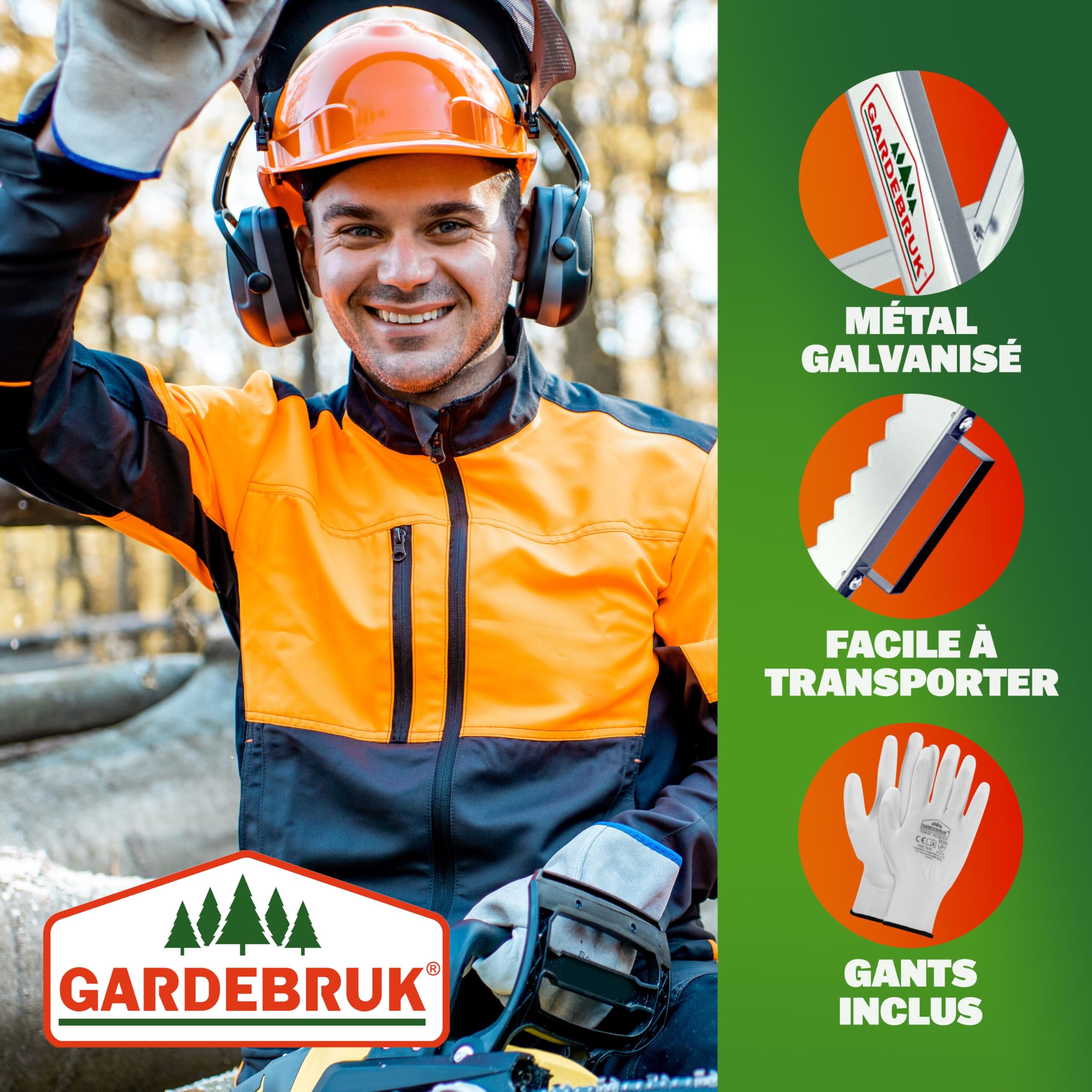 Gardebruk Chevalet de sciage pliable 150 kg métal zingué jardin dents porte-bûches support de coupe tréteau de sciage tronçonneuse