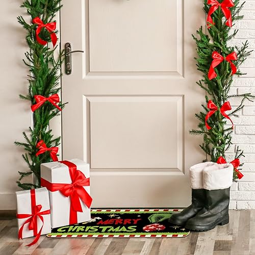 Miniatura 5 de AnyDesign - Tapete de feliz Navidad, divertido personaje de dibujos animados, antideslizante, para puerta delantera, interior y exterior, cocina,
