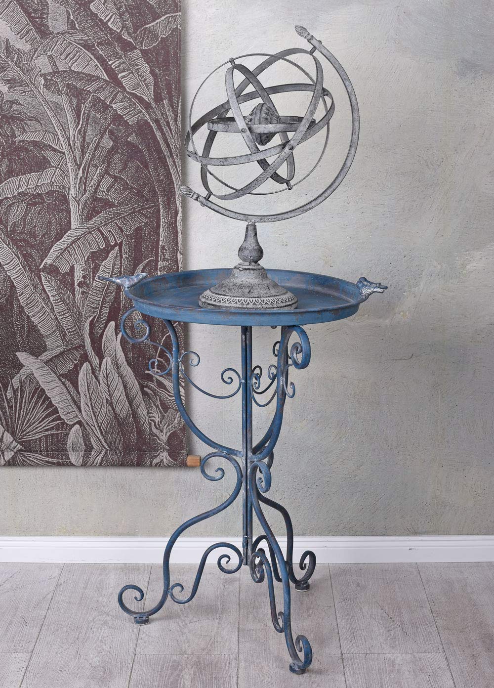 Palazzo aja268 - Reloj de sol astrológico de hierro para jardín, estilo rústico, color gris
