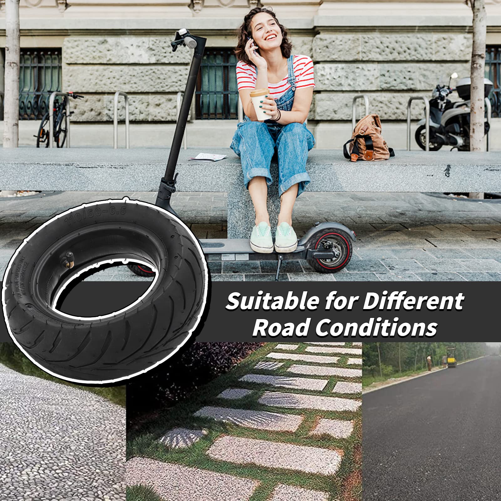 Tubo Interior Neumáticos Exteriores, 110/50-6,5 Tubo Interior Y Neumáticos Exteriores Scooters Eléctricos Neumático de Sportinggoods Accesorios De Modificación De Bicicletas Eléctricas.