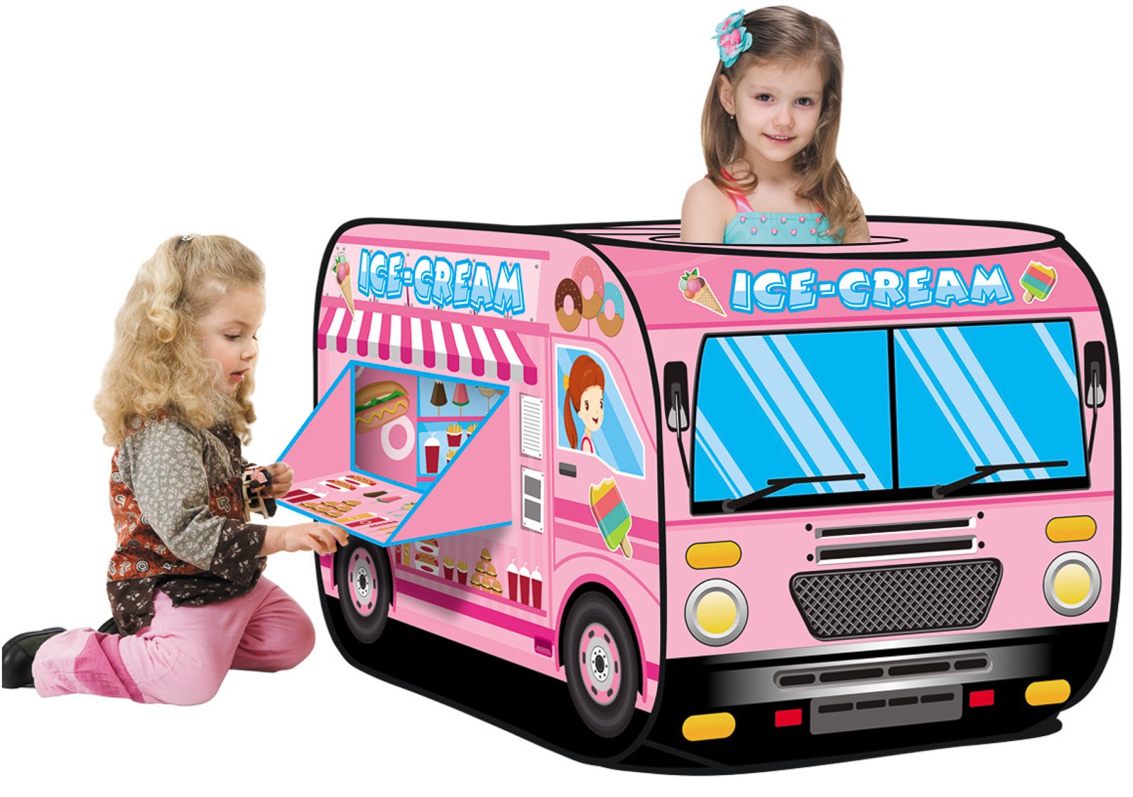 Kiddie Play Ice Cream Truck Pop Up Kids Play Tent for Boys & Girls Indoor Outdoor Toy