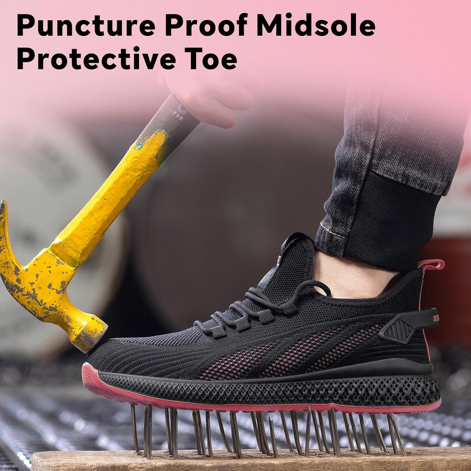 SPIEZ Lightweight Composite Toe Safety Shoes Women, Breathable Puncture Proof Work Shoes Without Steel Toe, Slip-on Walking Sneakers for Professional & Daily Comfort - Image 4